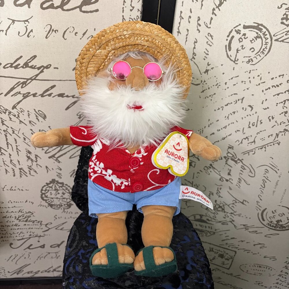 AURORA Suntan Santa Plushie 15" Beach Core Santa Clause Collectible Doll - NWT